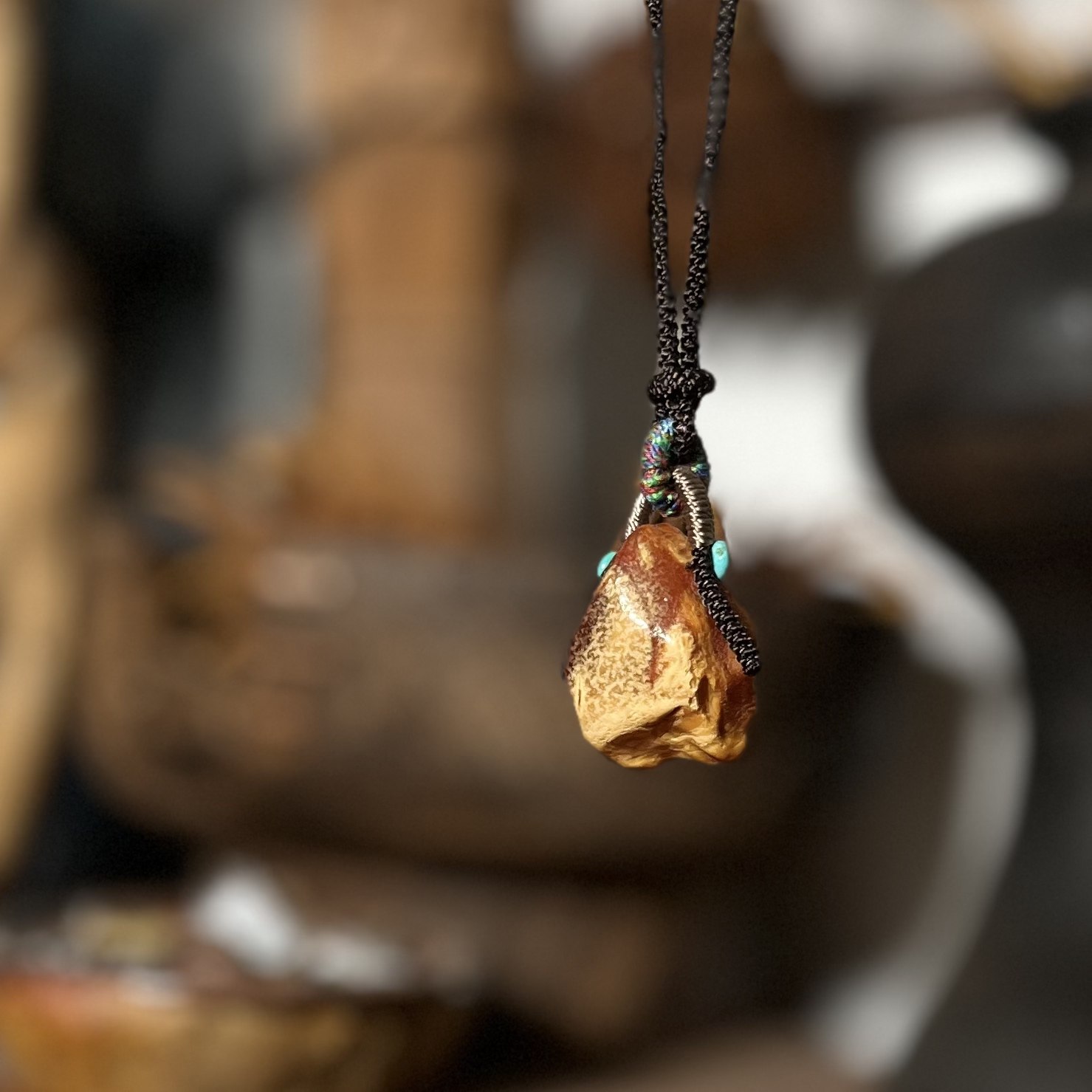 天然波罗的海琥珀蜜蜡花蜡妖孽原石吊坠原皮随型原创设计