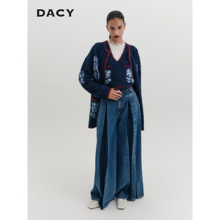 【现货】EENK2026秋新品复古深蓝阔腿牛仔裤女100%棉 DACY买手店