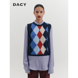【现货】EENK2026秋新品撞色菱形格子针织马夹女背心 DACY买手店