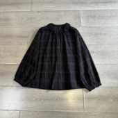 女宽松显瘦百搭长袖 新款 文艺复古绵纱蓝绿色织格子衬衫 衬衣