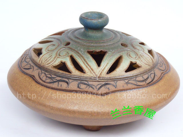 特惠原装进口艺术环香炉盘香道用品/台湾凤翔窑纯手工手拉胚香炉
