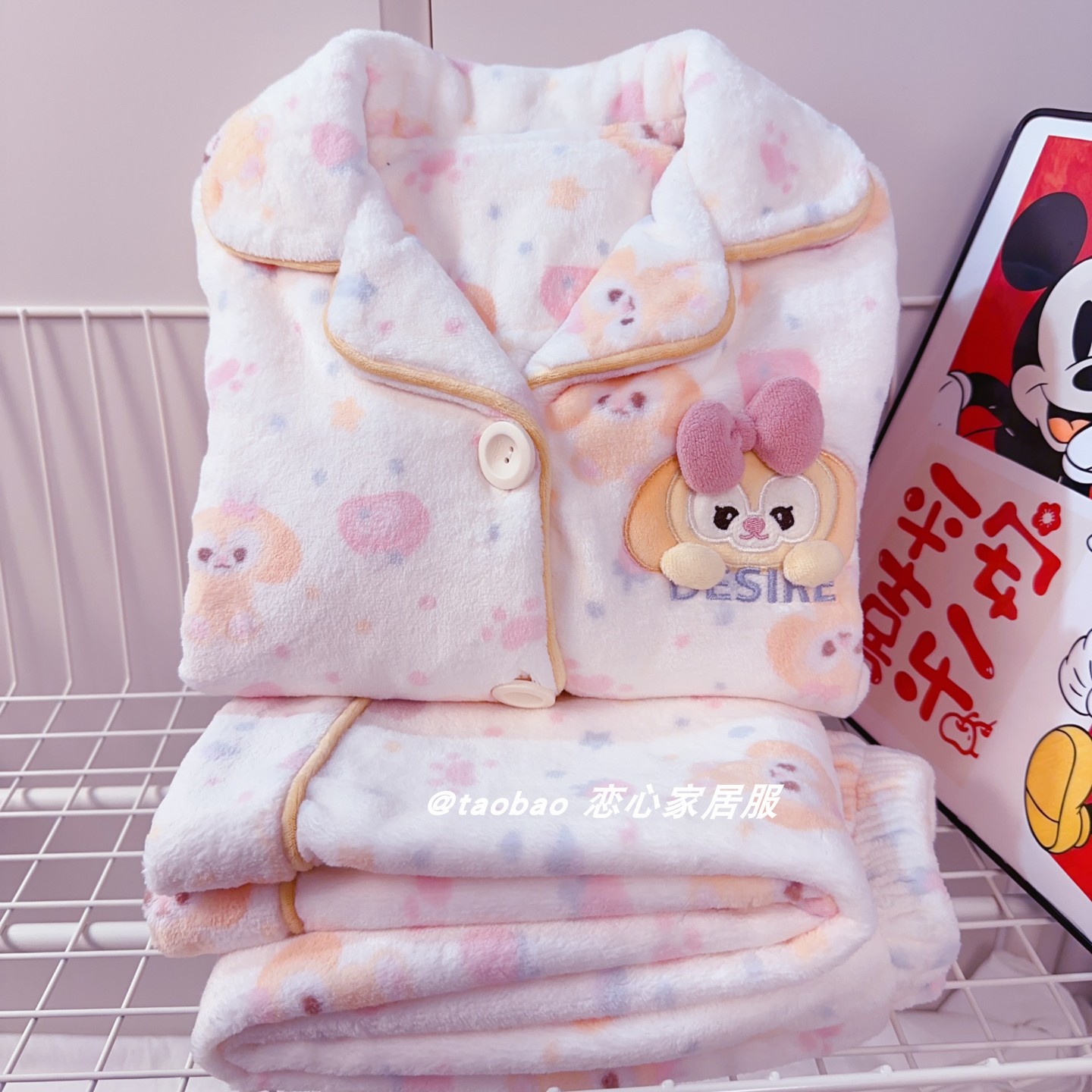 可爱开衫女童睡衣珊瑚绒冬季加厚保暖儿童中大童亲子法兰绒家居服