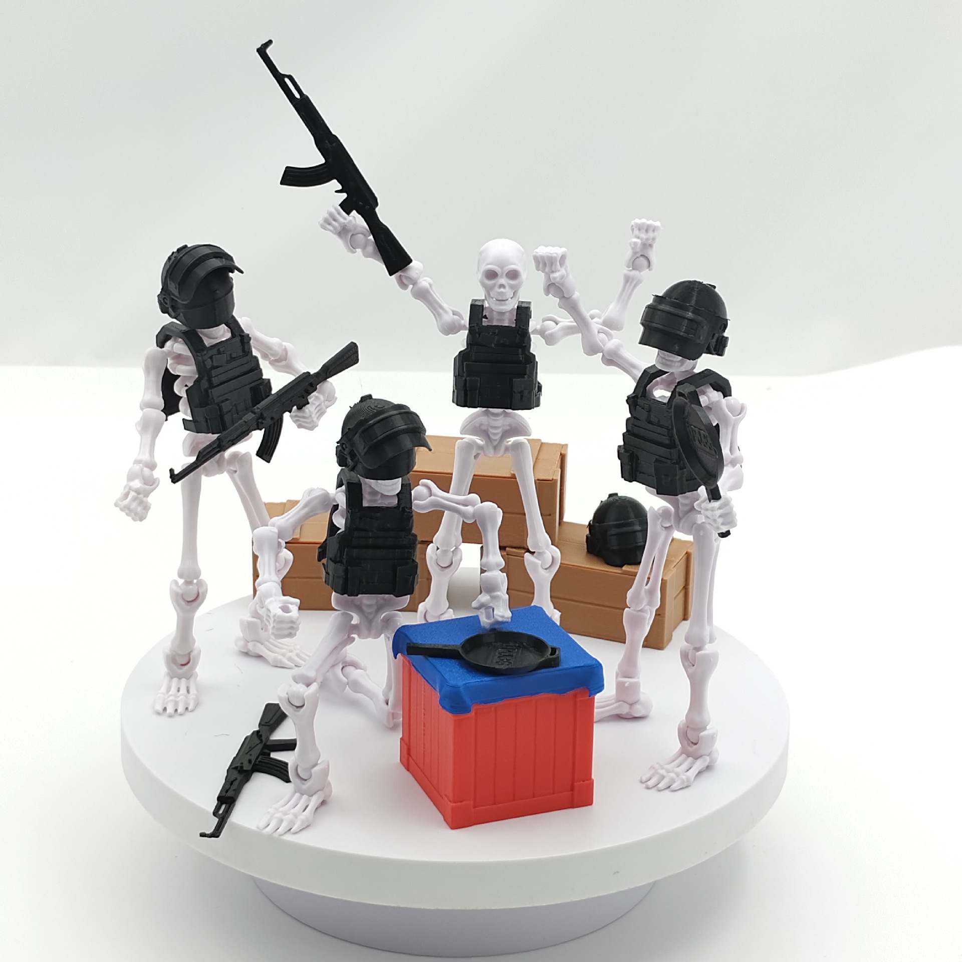 抽象吃鸡骷髅人恶搞幸运人偶手办