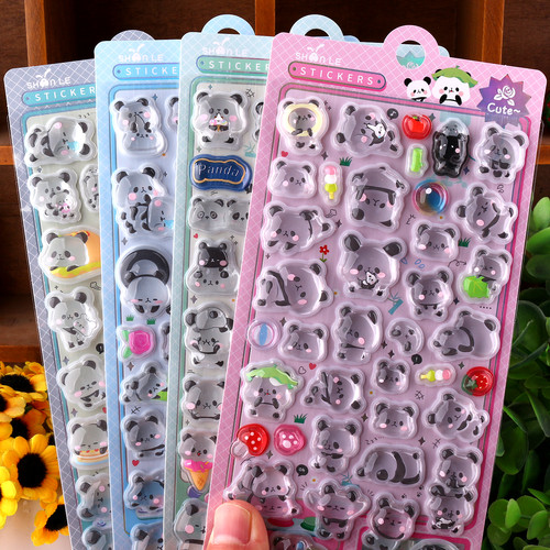 日系熊猫3D水晶浮雕手机壳装饰贴