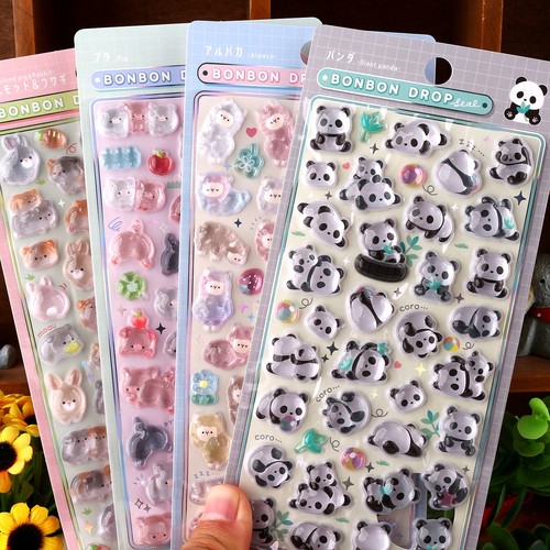 日系精美小动物3D立体水晶浮雕贴