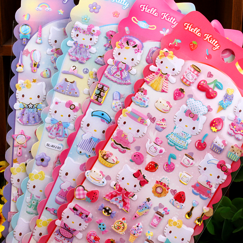 Kitty猫纸立体水晶贴画sticker女孩儿童凯蒂猫可爱卡通装饰小贴纸