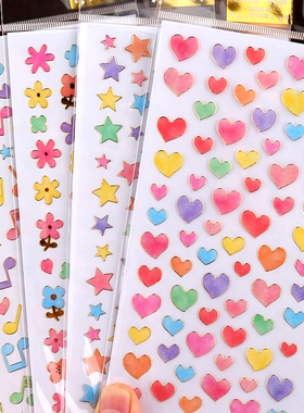 梦幻彩色爱心星星音符花朵烫金手账贴纸sticker女生贴纸水杯贴画
