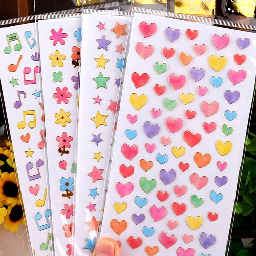 梦幻彩色爱心星星音符花朵烫金贴