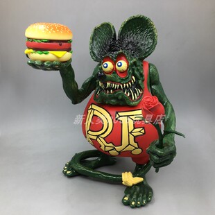 RAT FINK 芬克老鼠 欧美汽车改装文化 可动公仔 摆件 汉堡和玫瑰
