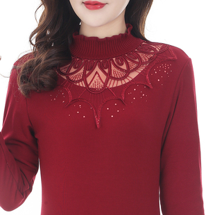 外穿保暖内衣女上衣冬季 宽松大码 加绒加厚保暖上衣长袖 高领打底衫