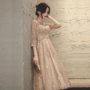 晚礼服裙女高端轻奢小众高级感成人礼生日宴会主持人小个子小礼服