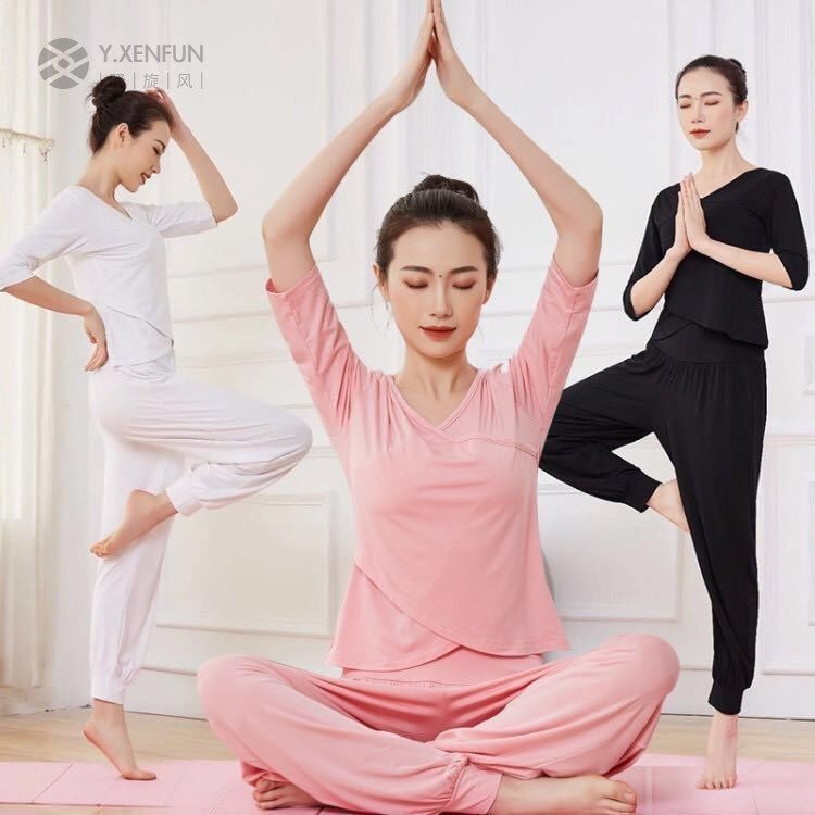 网红瑜伽服套装女舞蹈练功健身2025新款时尚宽松瑜珈初学者莫代尔