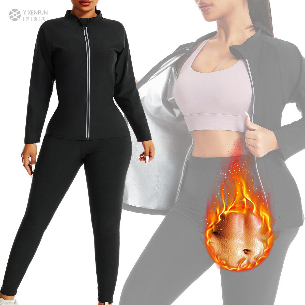 暴汗服女减肥衣燃脂夏长短袖外套健身运动跑步瑜伽服排汗发热拉链