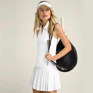 运动半拉链POLO领网球服女高颜值羽毛球运动裙无袖背心高尔夫套装