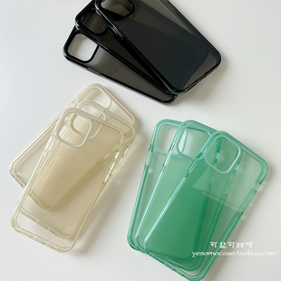 韩国极简ins风彩色手机壳适用苹果12pro防摔iP13XSMAX软情侣15