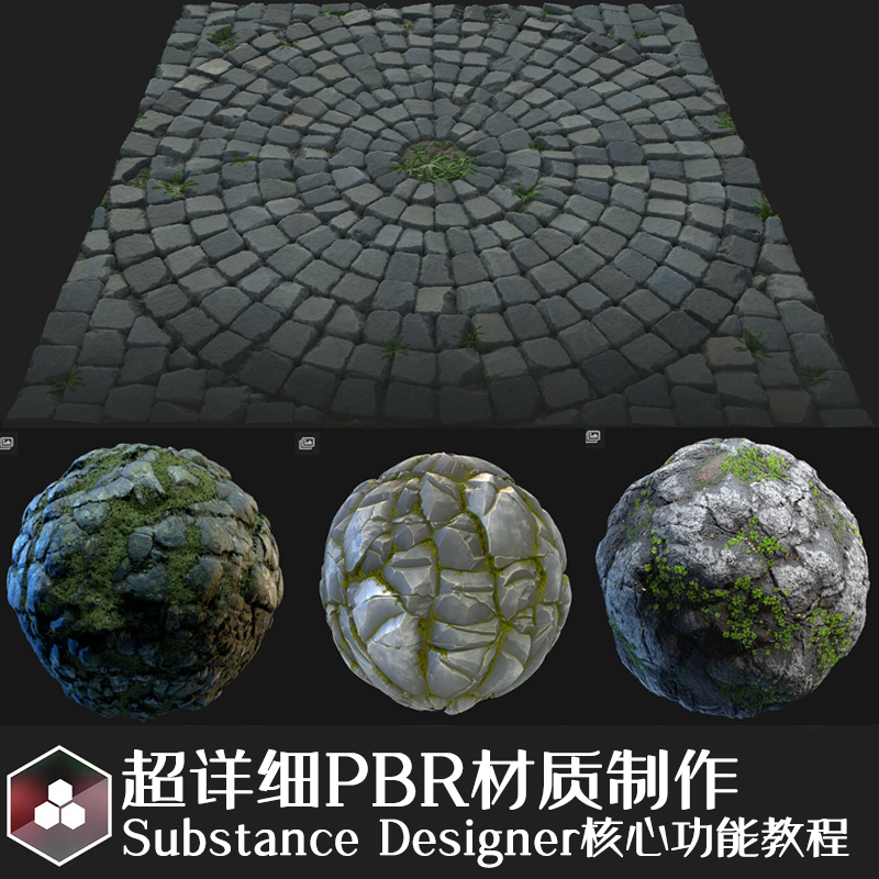 游戏模型次世代PBR流程制作模型场景贴图教程substance designer