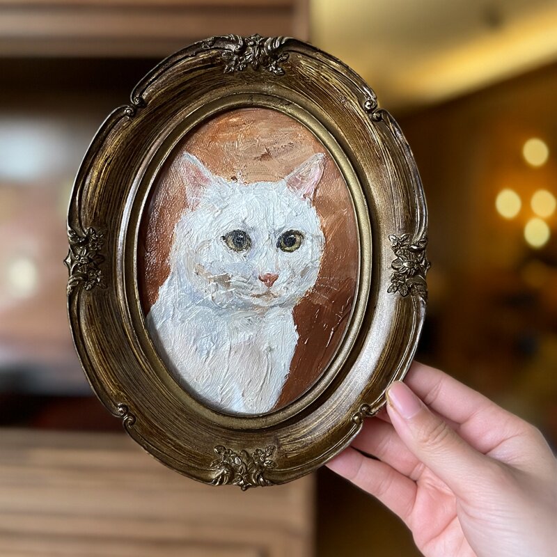 可定制艺术客厅卧室玄关法式复古椭圆沙发背景挂画猫咪纯手绘油画,家居饰品,油画,淘宝优惠券,粉丝福利购,淘宝优惠卷