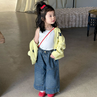 韩版童装2026春季新款女童洋气可爱波点连帽外套宽松休闲卡通卫衣