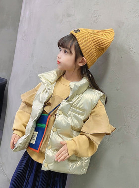 女童儿童秋冬加厚男童宝宝厚款外穿保暖棉袄银色棉服马甲