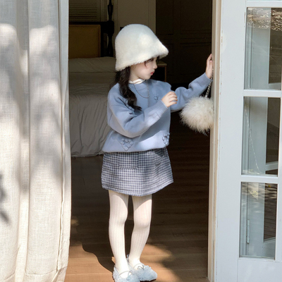 女童秋冬款毛衣外套2025新款半裙