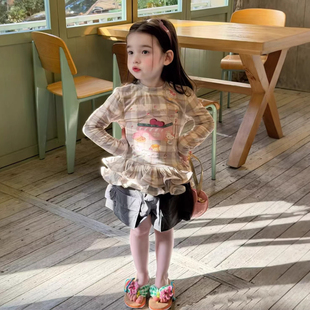 女童套装2026春夏新款女孩可爱卡通kt猫花边纯棉上衣儿童休闲短裤