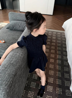 韩版女童连衣裙2026新款夏薄款独特漂亮女宝蓝色公主裙巨好看短裙