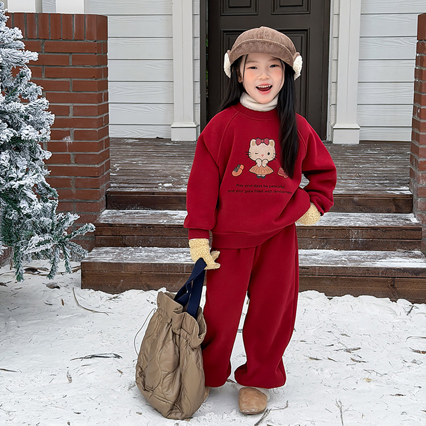 女童冬季可爱猫咪卫衣套装儿童加厚加绒卫裤韩版上衣休闲裤两件套,童装/婴儿装/亲子装,套装,淘宝优惠券,粉丝福利购,淘宝优惠卷