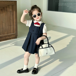 襯衫 女童秋季 學院風連衣裙日系幼稚園制服背心裙西裝 外套短袖 套裝