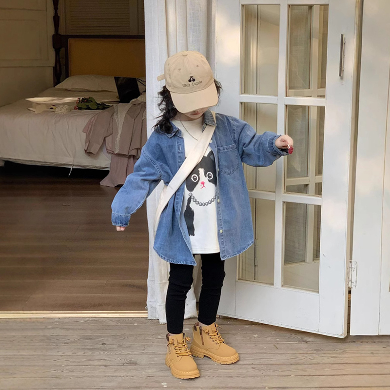 女童牛仔衬衫洋气韩版小女孩衬衣儿童外套开衫童装2025春秋新款潮
