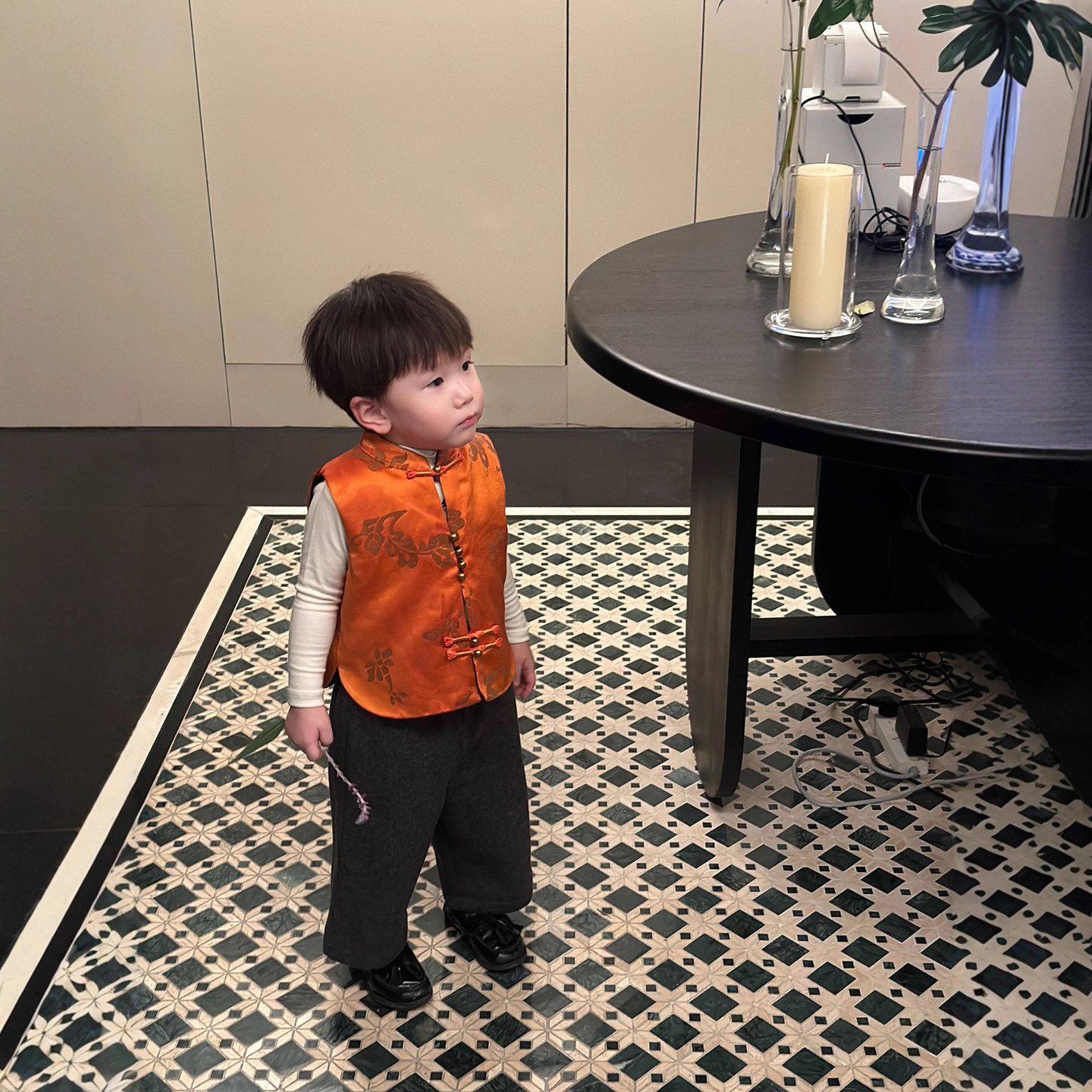 新年服装女童国风拜年服套装冬装儿童唐装汉服橘色夹棉马甲休闲裤,童装/婴儿装/亲子装,马甲,淘宝优惠券,粉丝福利购,淘宝优惠卷