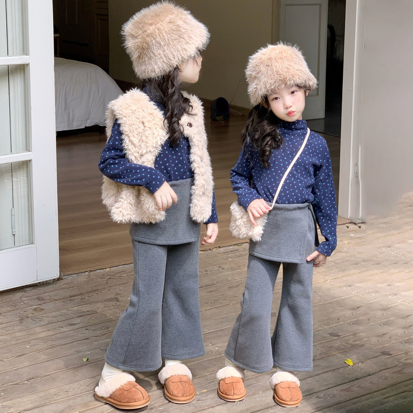 女童马甲2025秋冬款毛毛背心加绒