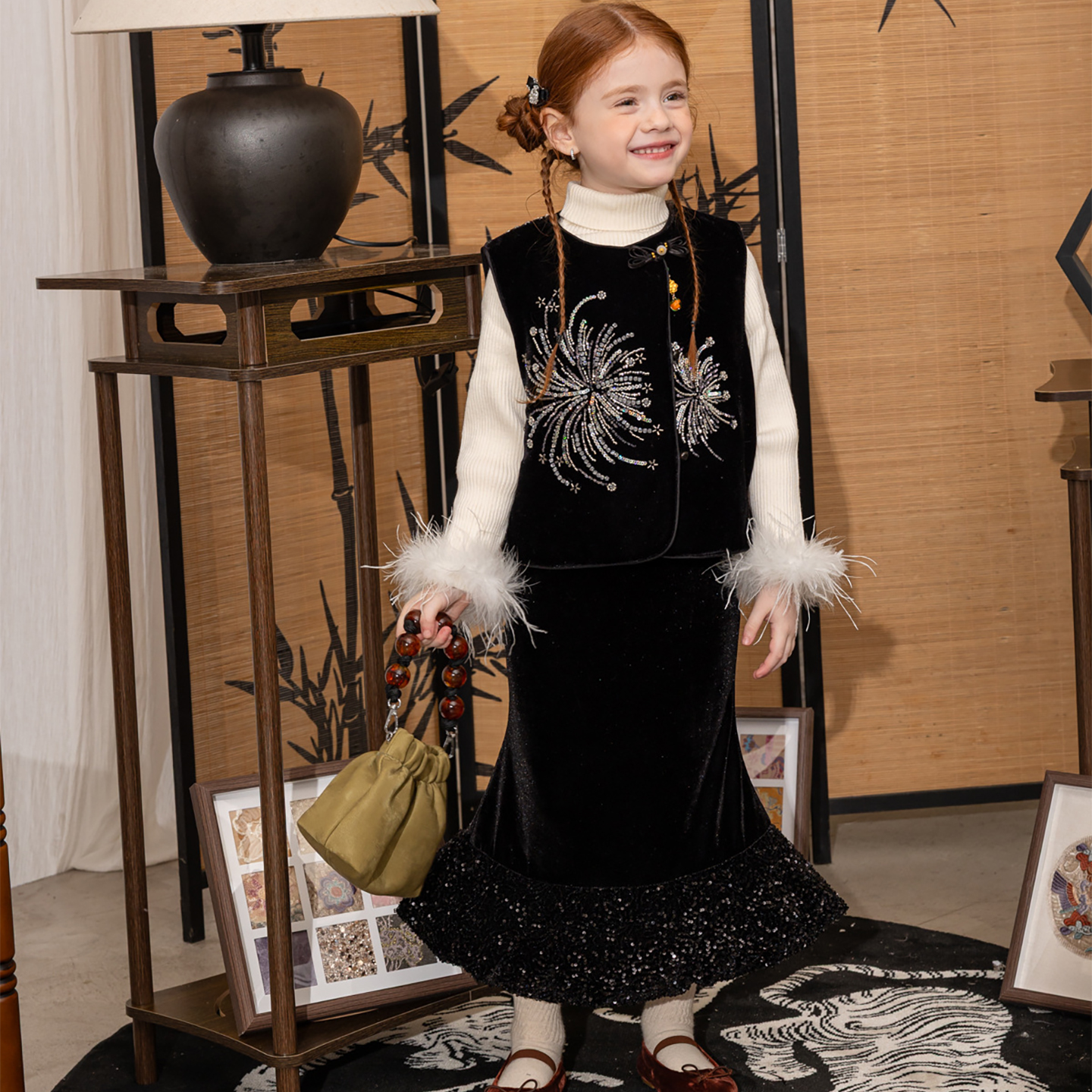 女童汉服马甲冬装2025新款新中式