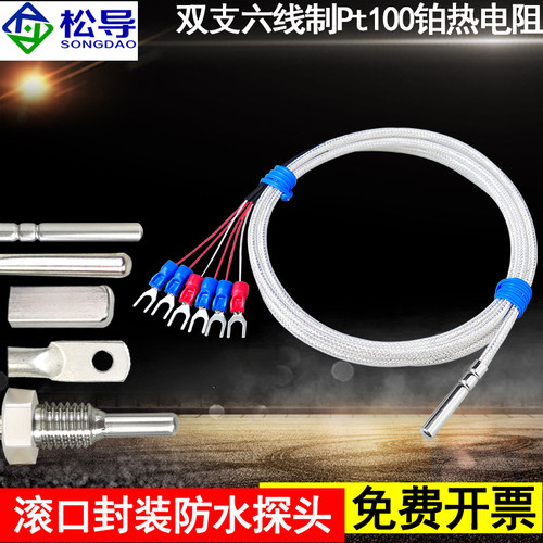 WZP2-035  双支Pt100热电阻防水防油滚口封装 温度传感器薄膜电阻