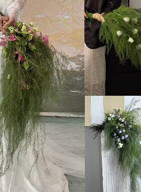 婚庆花艺卢荀草天门冬森系绿色花材插花布置派对莫奈花园仿真花