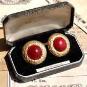 新年 博主明星同款 微醺波尔多 Vintage原创复古港风红色圆耳饰