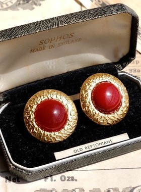 《微醺波尔多》Vintage原创复古港风红色圆耳饰 博主明星同款新年