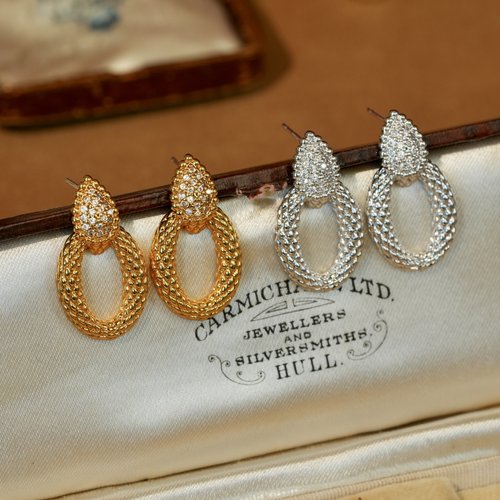 宝S龙中古设计蛇耳饰轻奢金银色