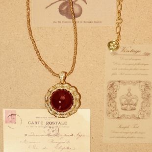 珠宝感牛血红宝满钻吊坠项链秋冬新年套装 古董线 弗朗明戈舞裙