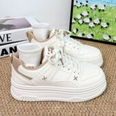 厚底休闲鞋 2026春季 子女 学生开学季 百搭板鞋 新款 透气奶fufu小白鞋