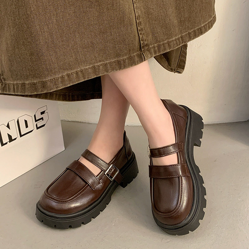 2025年夏季新款学院风韩版百搭圆头复古浅口粗跟日系jk小皮鞋子女