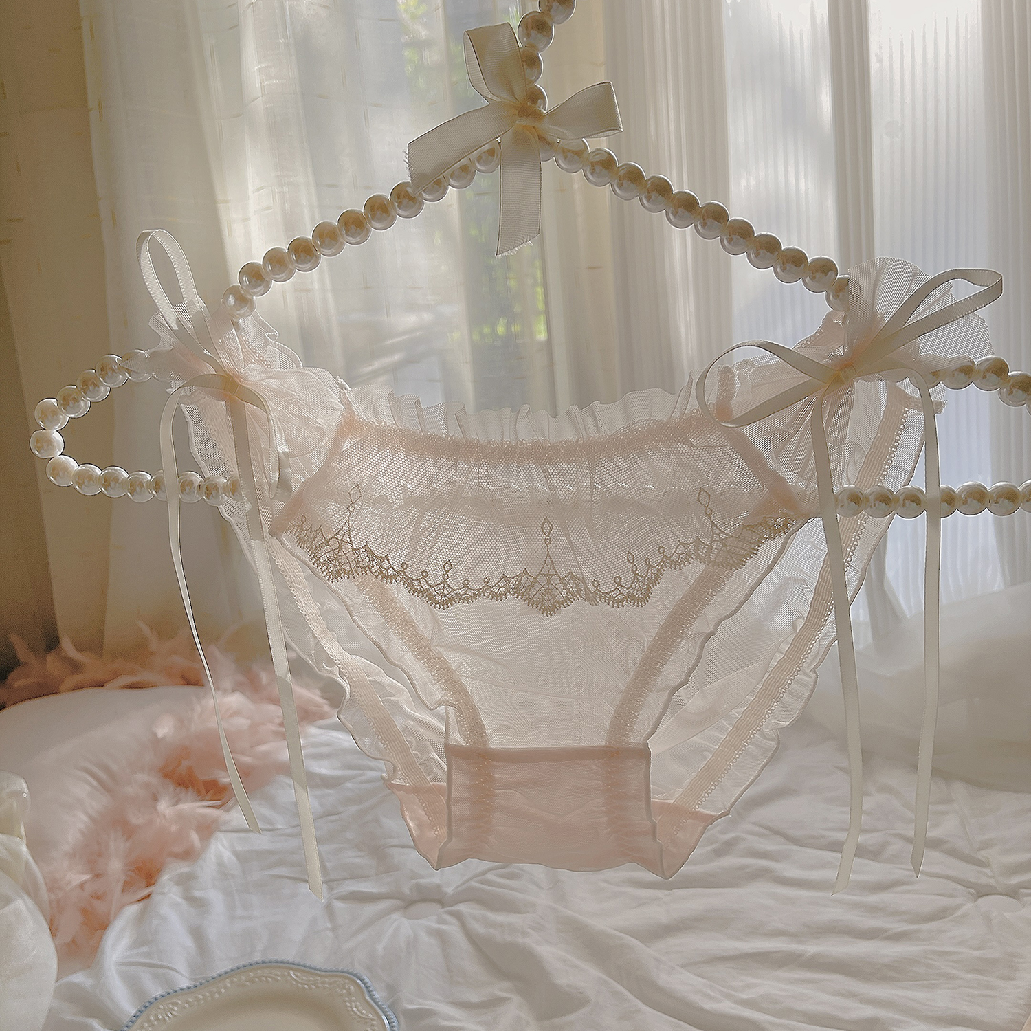 江月海棠~蕾丝性感蝴蝶结内裤