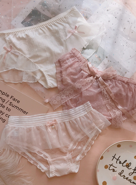 白色梦境~甜美蕾丝性感内裤白色仙女纯欲情趣蝴蝶结女生三角短裤