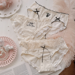 甜美蝴蝶结内裤 柔软精梳棉波点透气三角裤 女生 新款 软软奶团