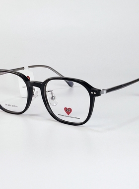 查尔斯桃心轻钛金属眼镜框一体镜腿文艺范男女通用百搭平光镜3021