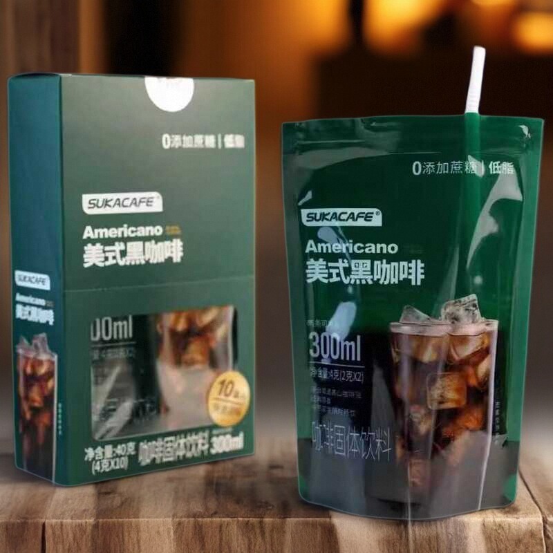 提神冷热双泡速溶吸管黑咖啡苏卡