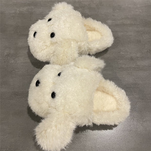 七七主人家 可爱毛绒小狗棉拖鞋女2025秋冬季新款居家保暖棉鞋女