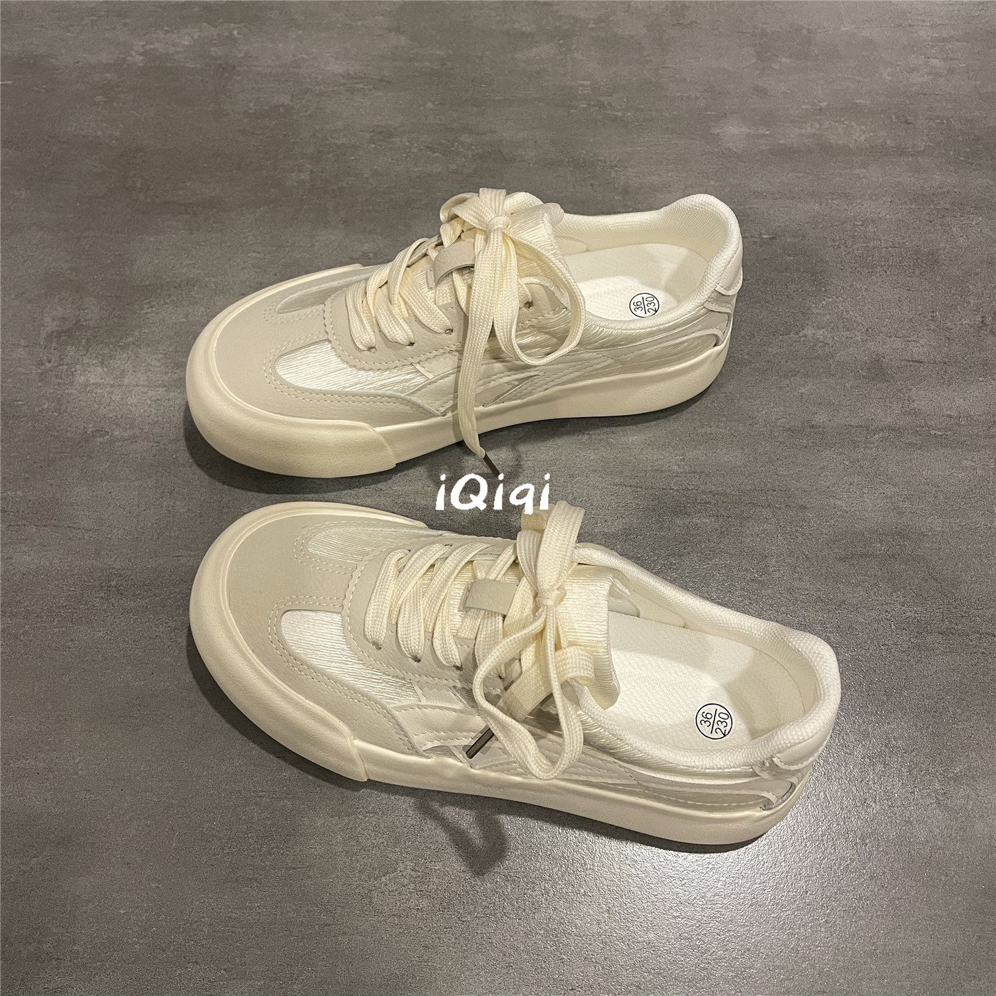 七七主人家 米色百搭板鞋女2026春季新款圆头学院风韩版德训鞋子,女鞋,帆布鞋,淘宝优惠券,粉丝福利购,淘宝优惠卷