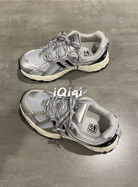 七七主人家 银色复古港风运动鞋女2025秋季新款网球跑步休闲鞋女