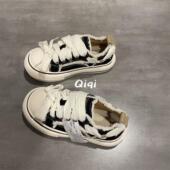 流苏设计女鞋 七七主人家 大头鞋 女2024新款 原创小众大红色帆布鞋