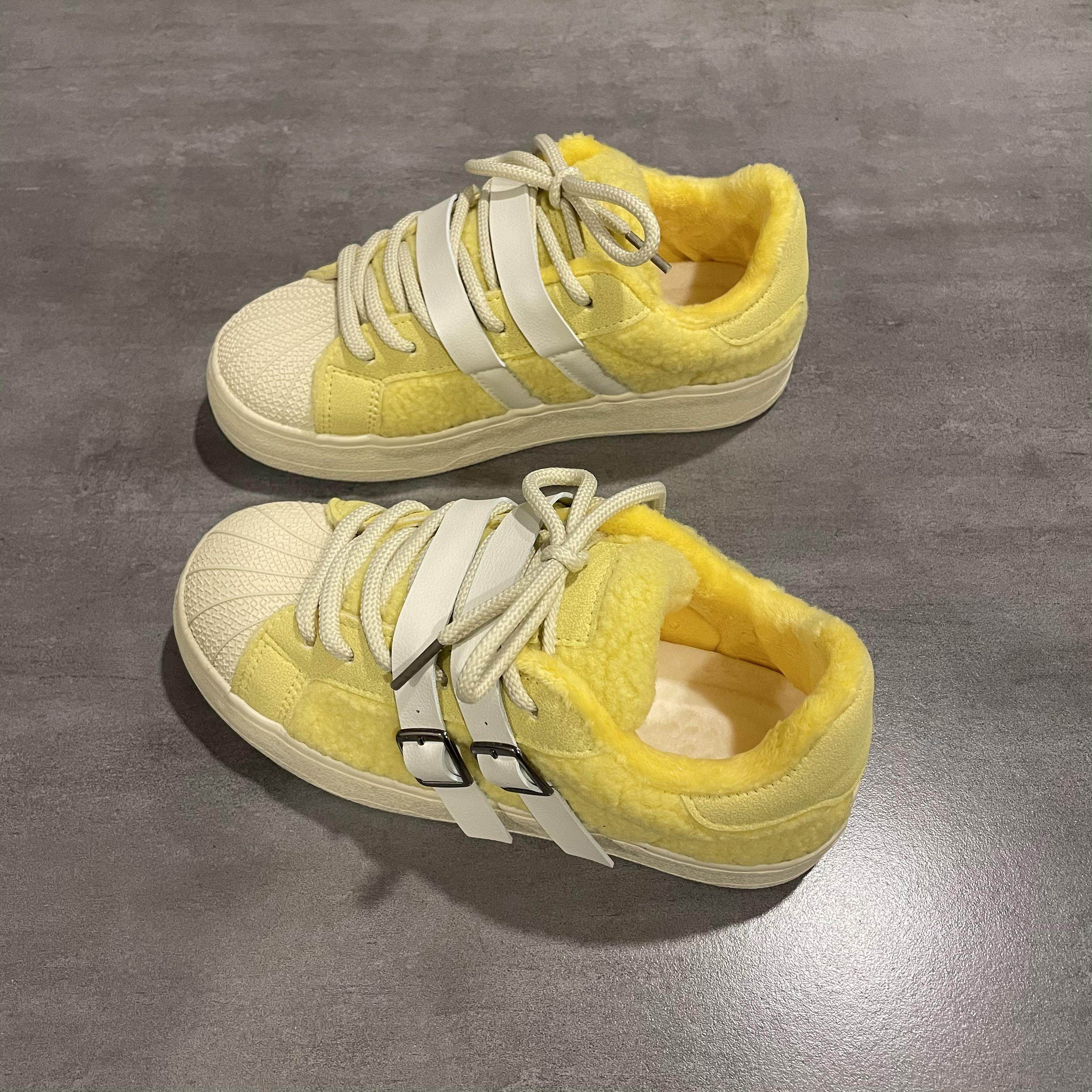 七七主人家 黄色板鞋女加绒冬季鞋子女原创小众学生保暖二棉鞋女,女鞋,帆布鞋,淘宝优惠券,粉丝福利购,淘宝优惠卷